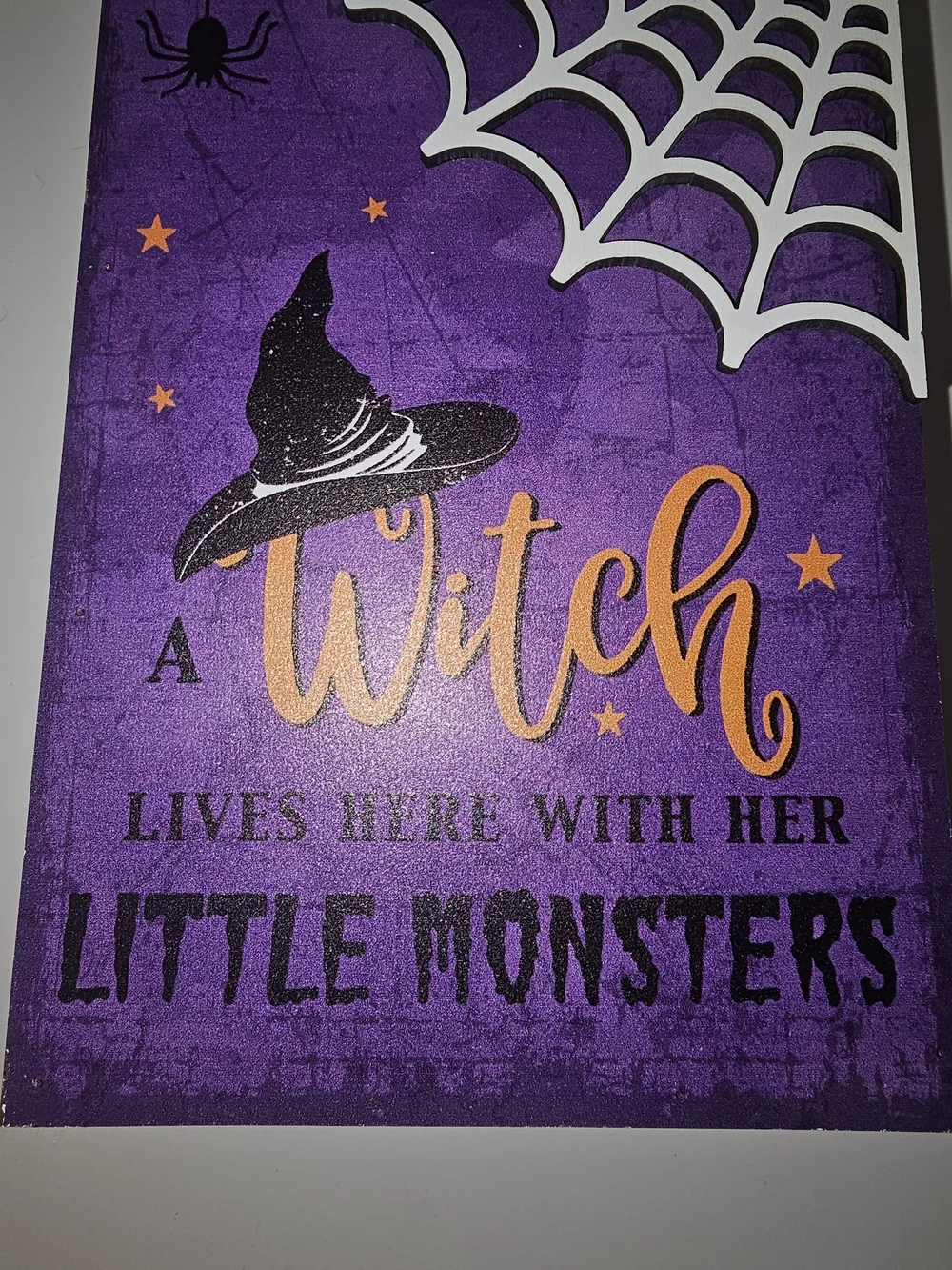 'A Witch Lives Here With Her Little Monsters' Halloween Wooden Sign - New